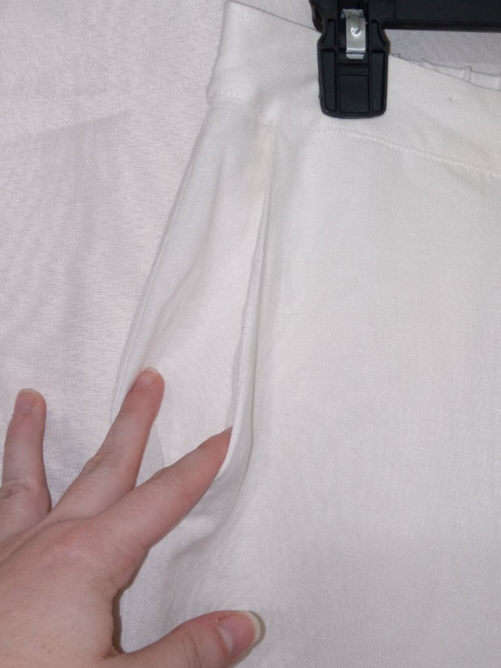 MAYE Estella Linen Blend Wide Leg Pants Ivory White Elastic Waist M - Picture 4 of 15